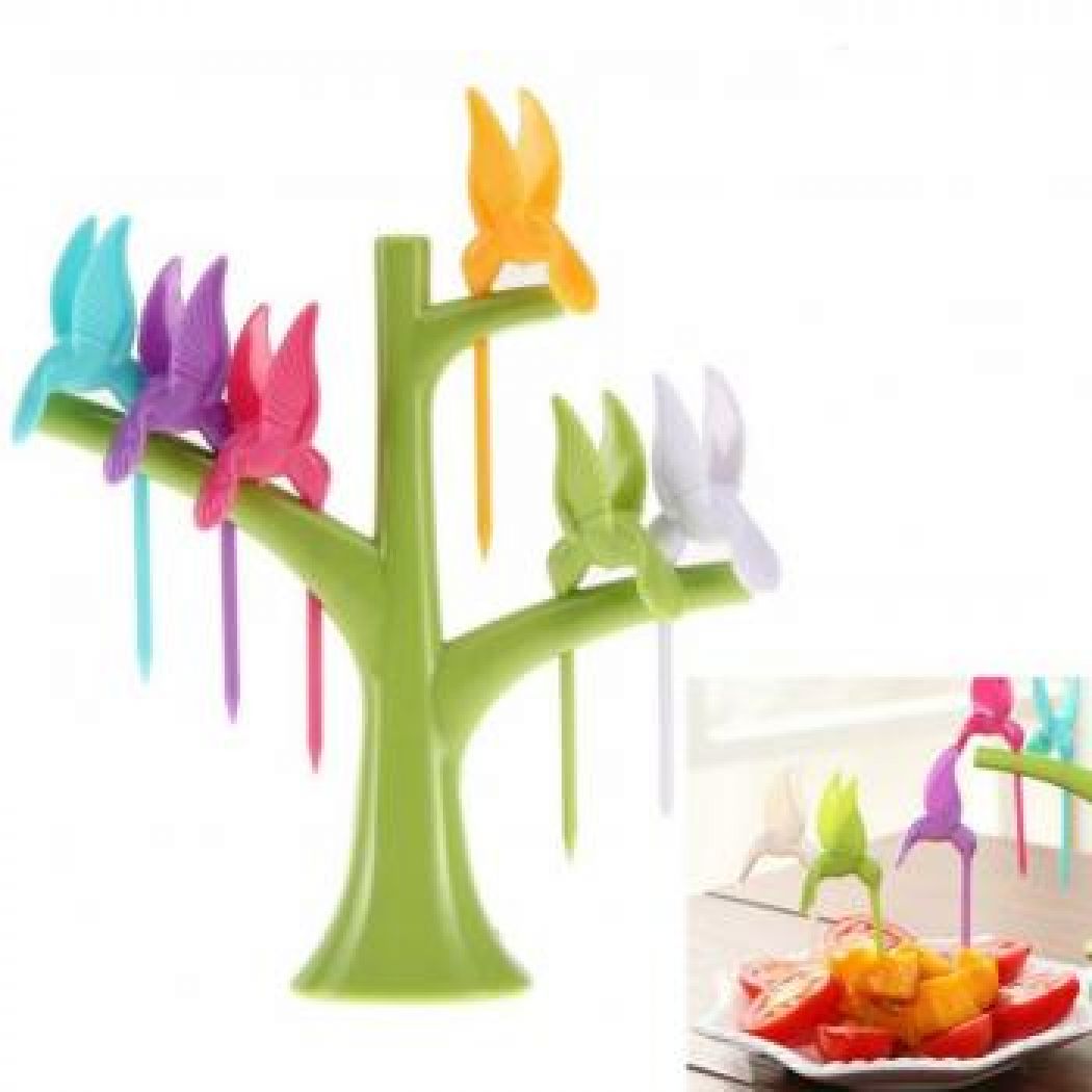 Fruit Forks Tree Shaped Stand With Toothpick